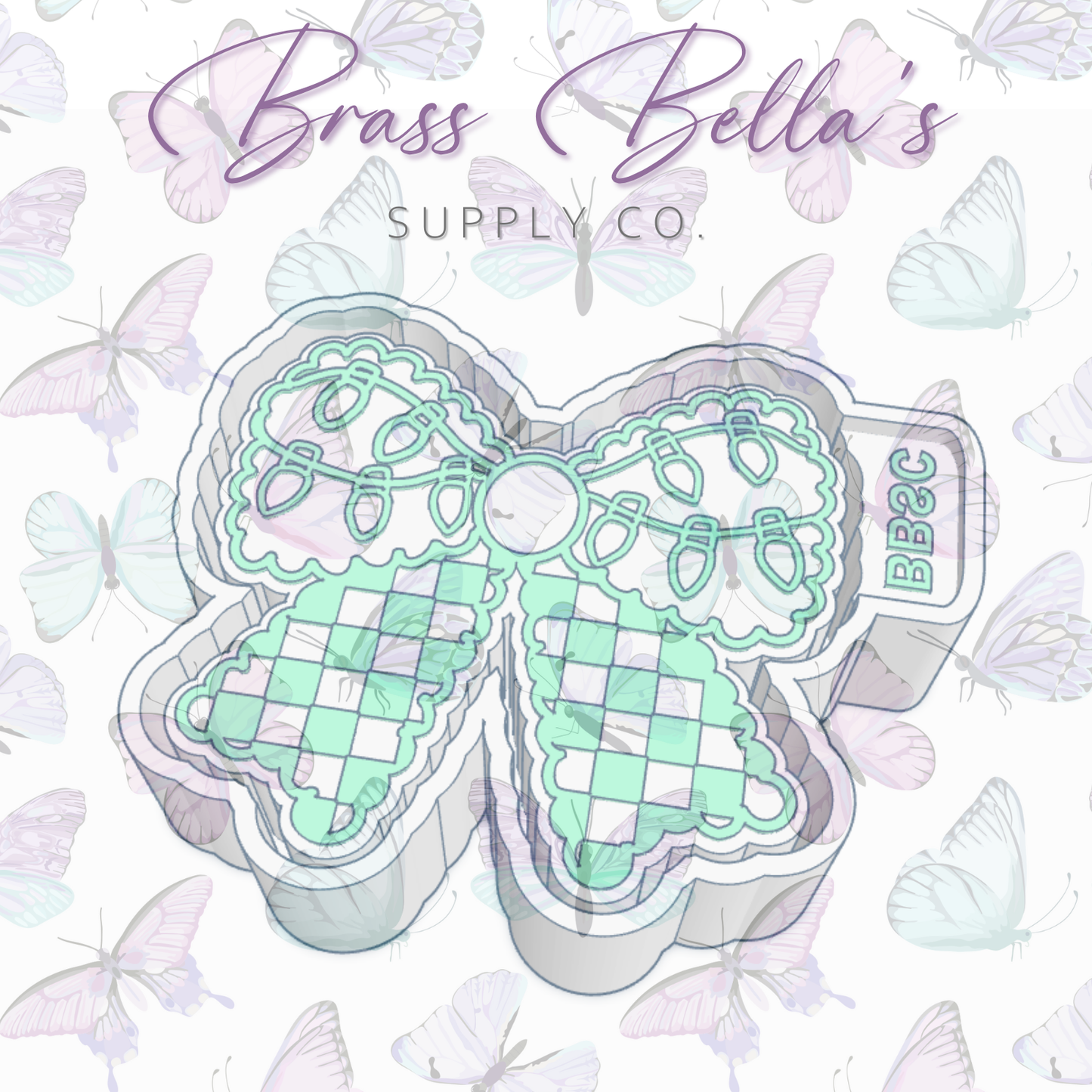 Checkered Bow w/ Christmas Lights - Freshie Mold