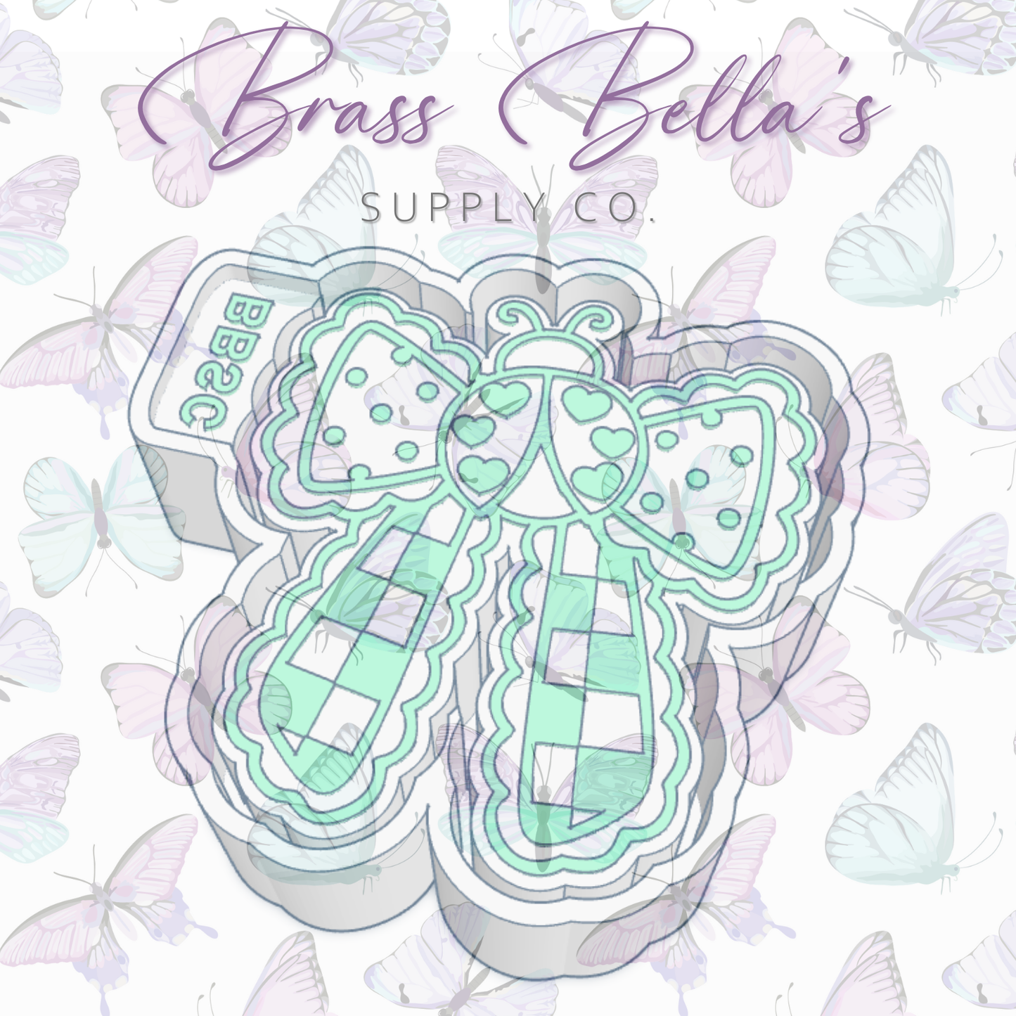 Bow - Lovebug w/ Ruffles & Checkers - Freshie Mold
