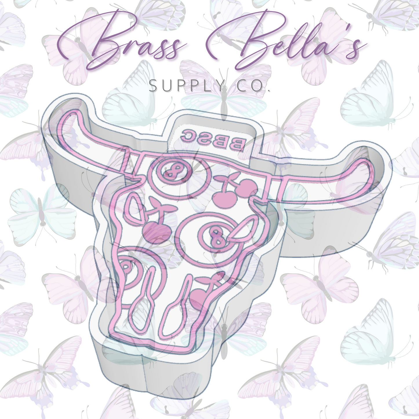 Freshie Mold - Bull Skull - Cherries & 8Balls - FULL MOLD