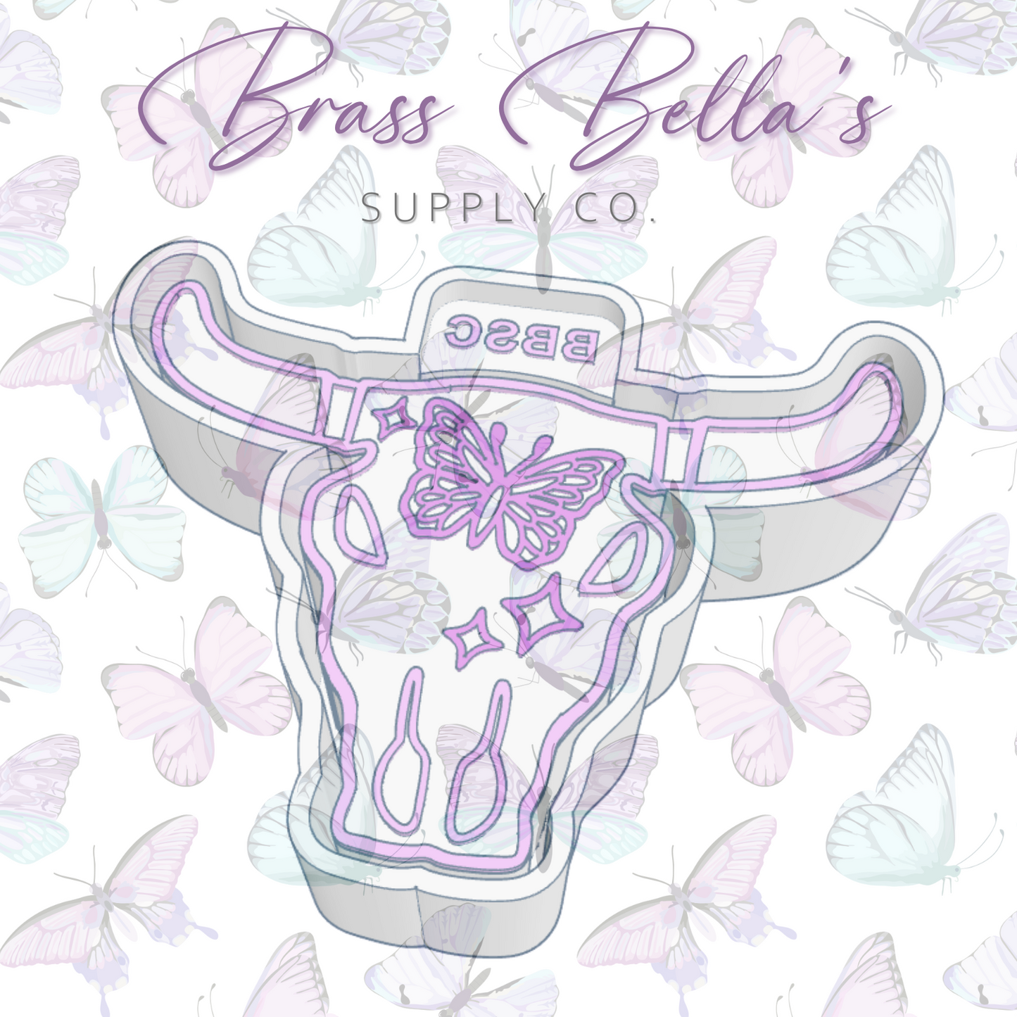 Freshie Mold - Bull Skull - Butterfly - FULL MOLD