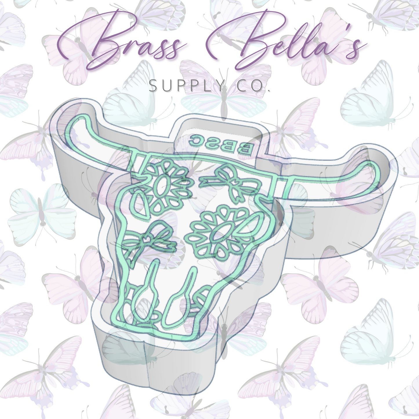 Freshie Mold - Bull Skull - Conchos & Bows - FULL MOLD