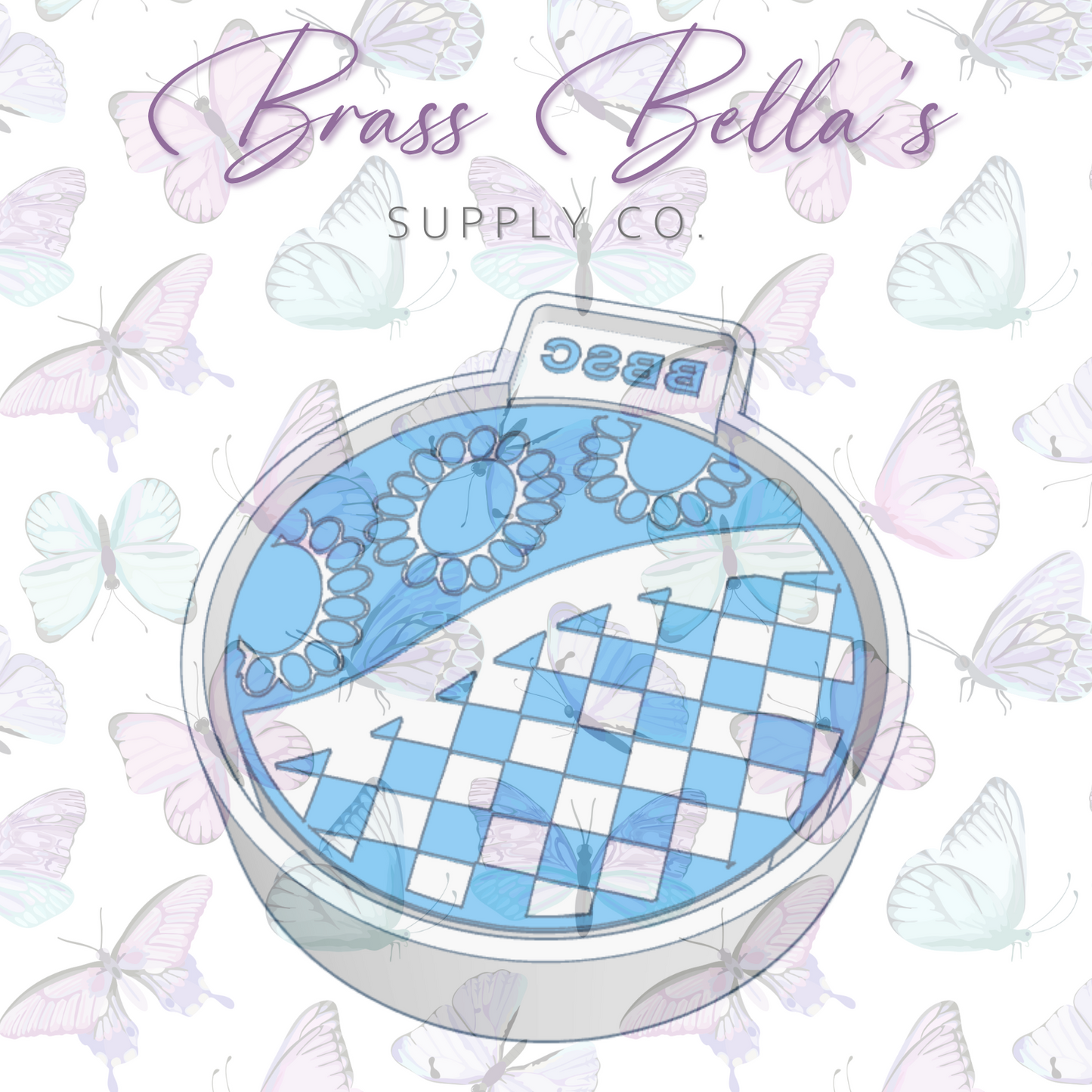 Freshie Mold - Checkered Circle w/ Conchos