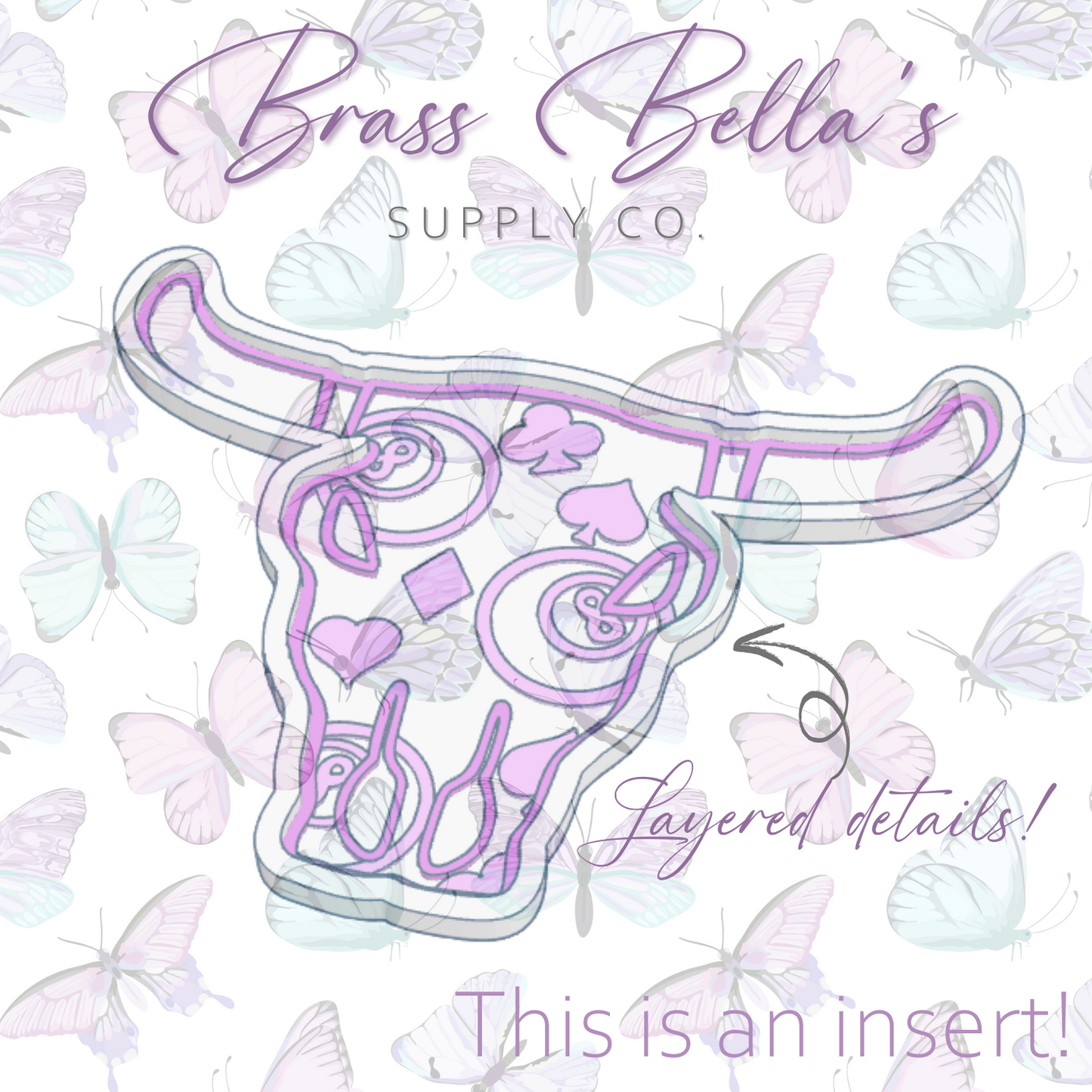 Bull Skull - INSERT - 8Balls & Suits - Freshie Mold
