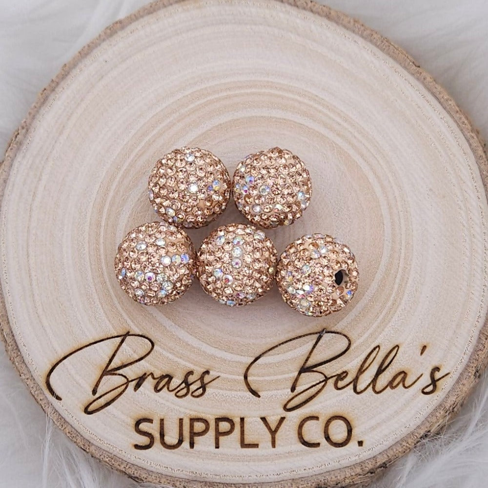16mm - Glass Rhinestone -Rose Gold & Clear AB