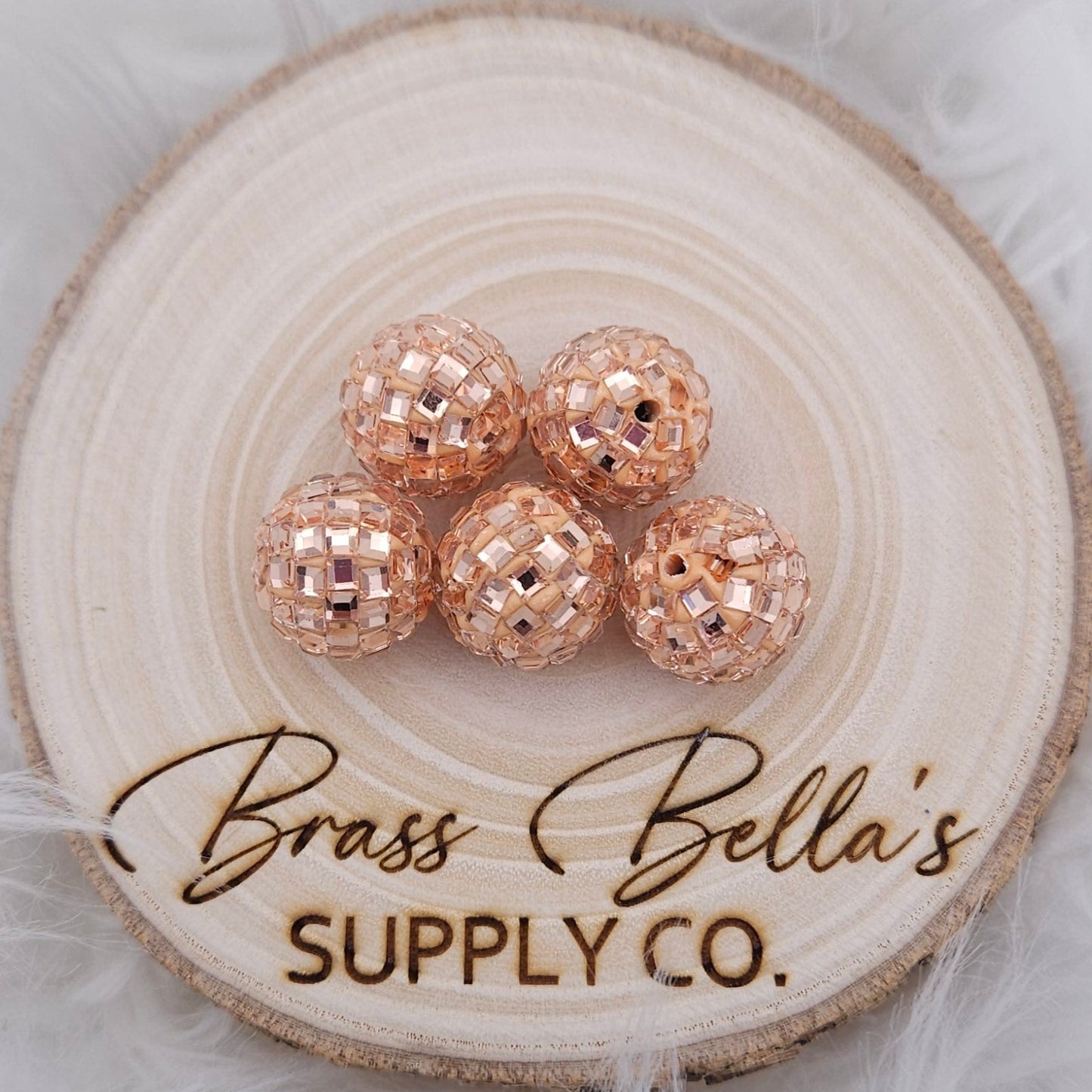 16mm - Rhinestone Discoball - Rose Gold