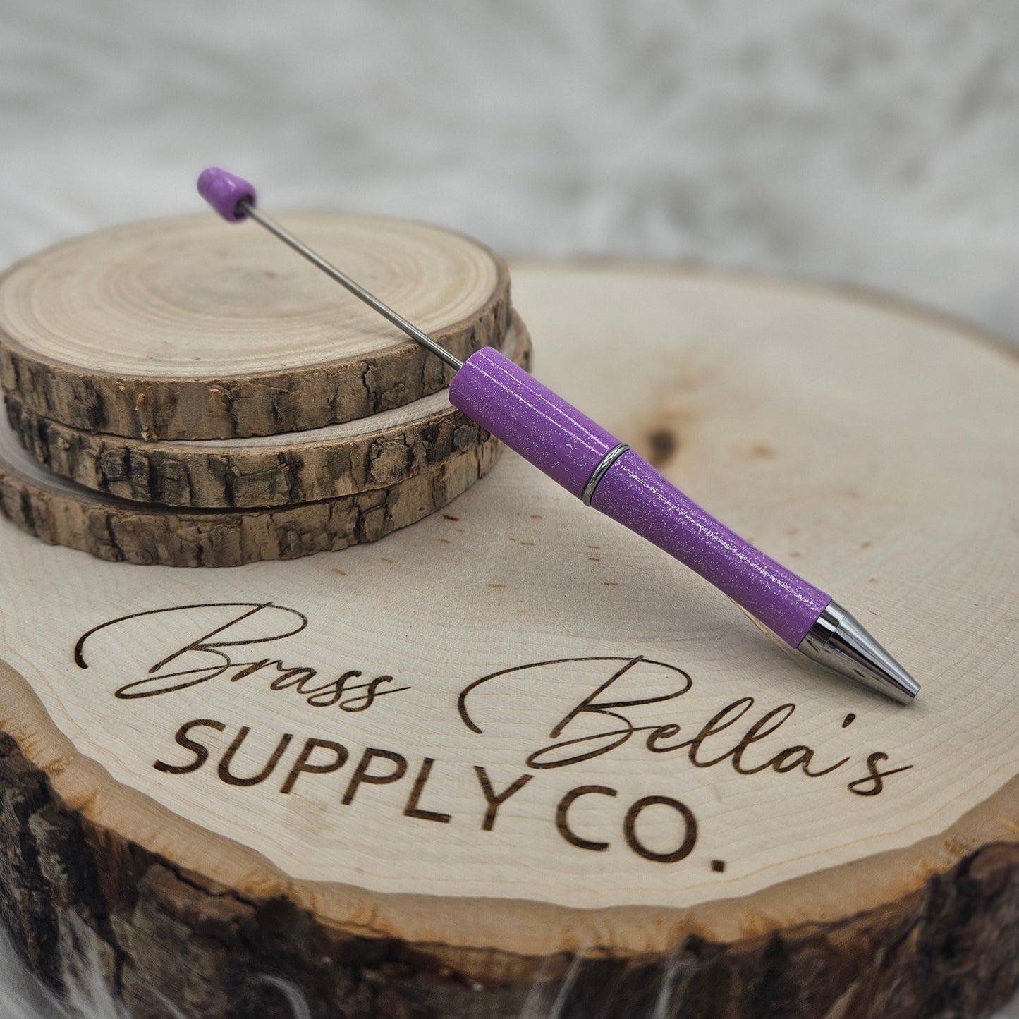 Beadable Pen - Lavender w/ Glitter
