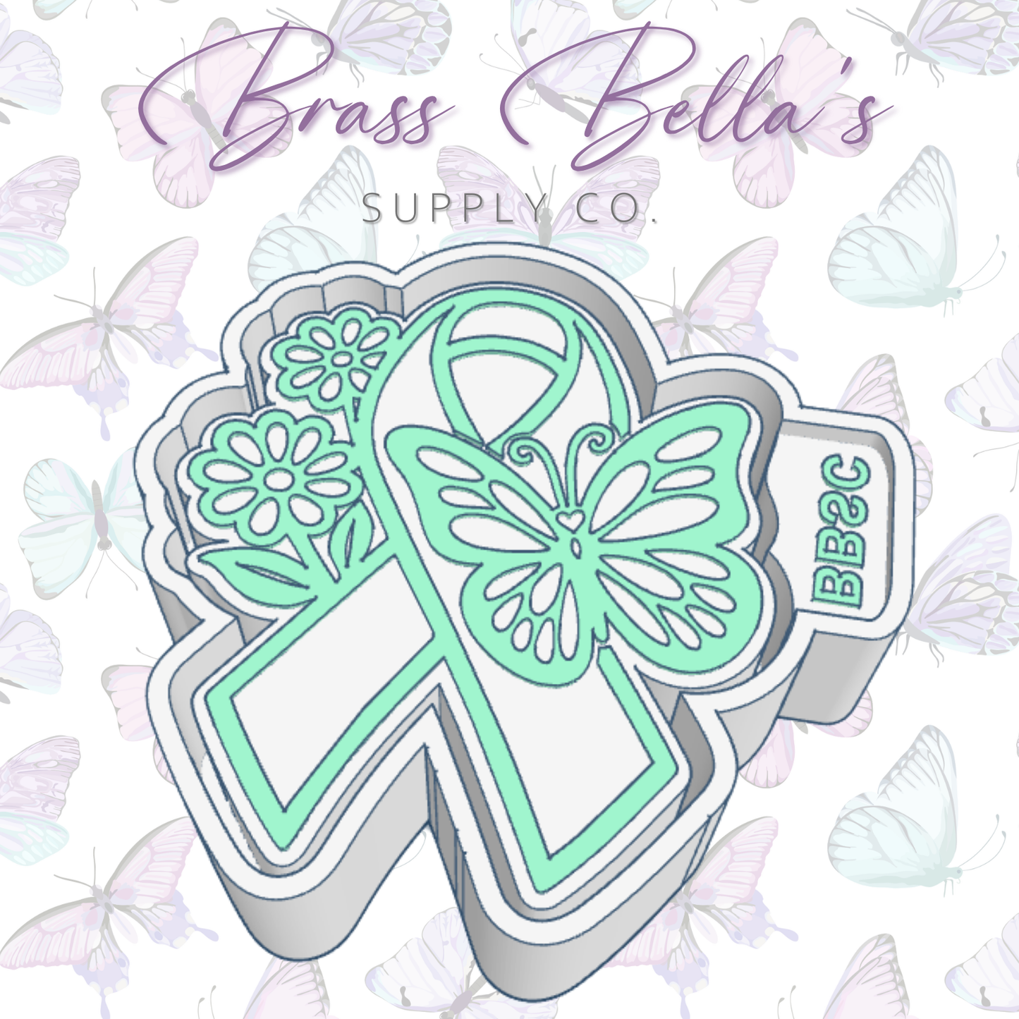 Awareness Ribbon w/ Big Butterfly & Daisies - Freshie Mold