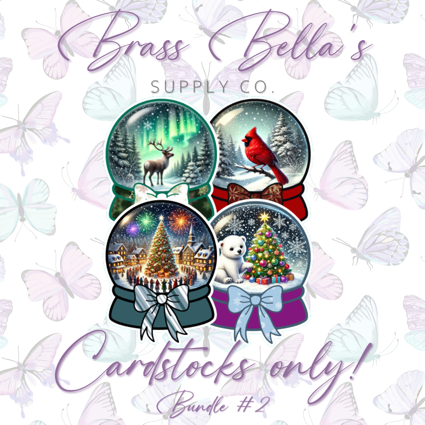 Blank Snowglobe w/ Bow - Cardstock Inserts ONLY