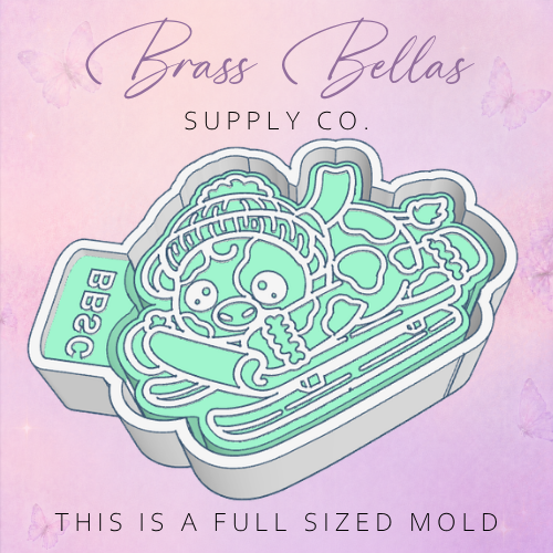 Cow - Sled Riding - Freshie Mold
