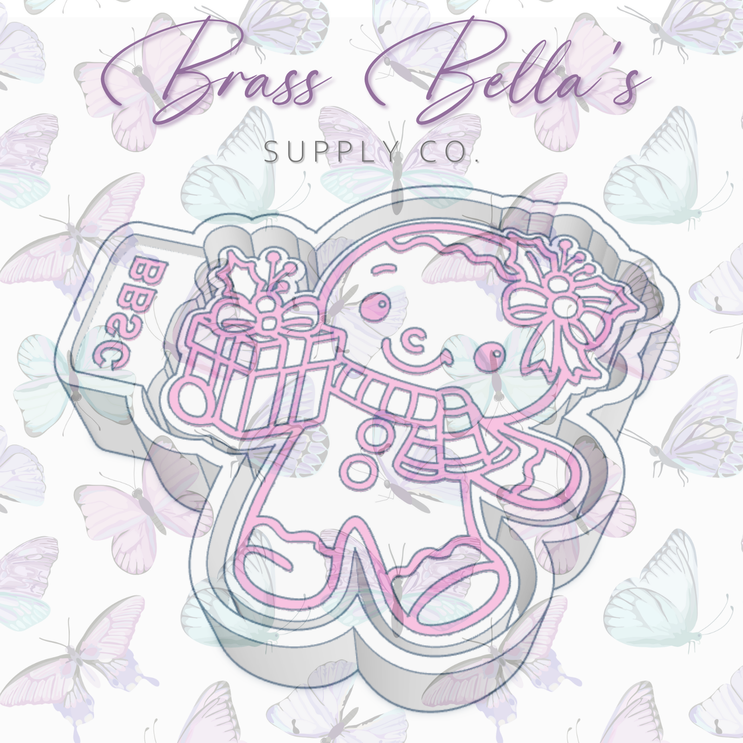 Gingerbread Girl w/ Gift - Freshie Mold