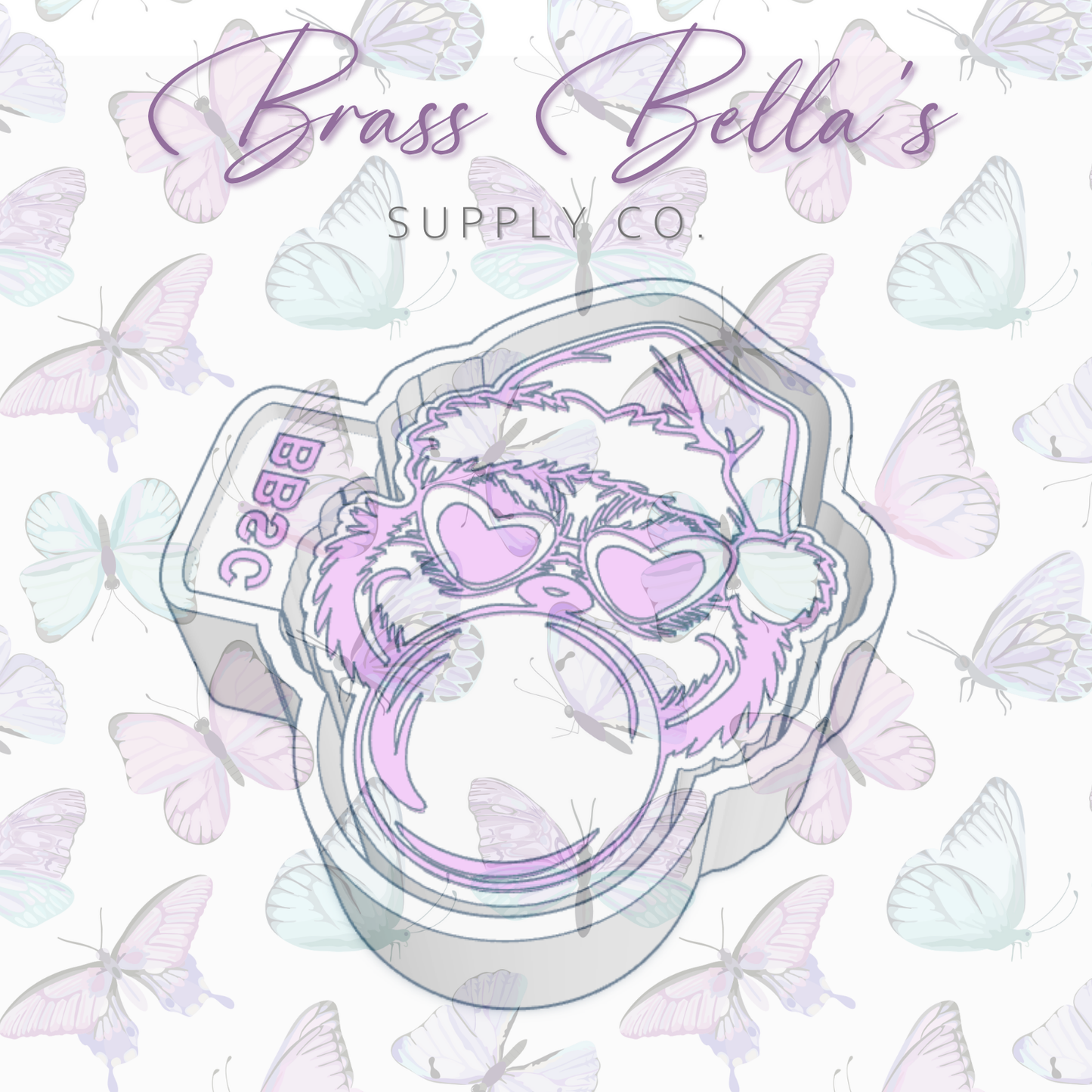 Mean Green One Blowing Bubble w/ Heart Sunglasses - Freshie Mold