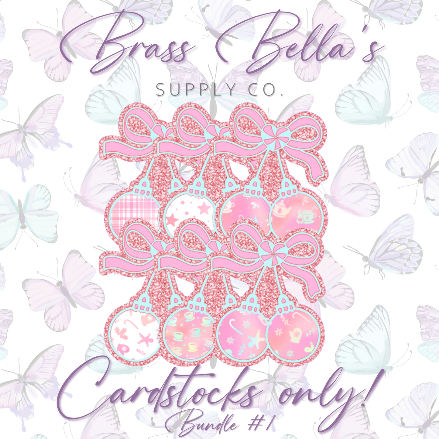 Ornament Cherries w/ Peppermint Heart - Cardstock Inserts ONLY