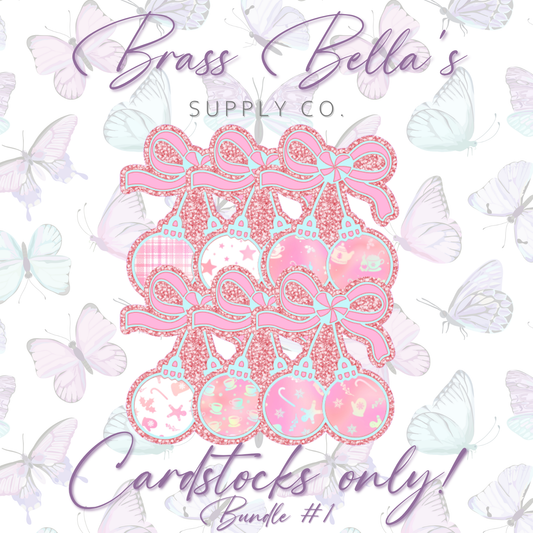 Ornament Cherries w/ Peppermint Heart - Cardstock Inserts ONLY