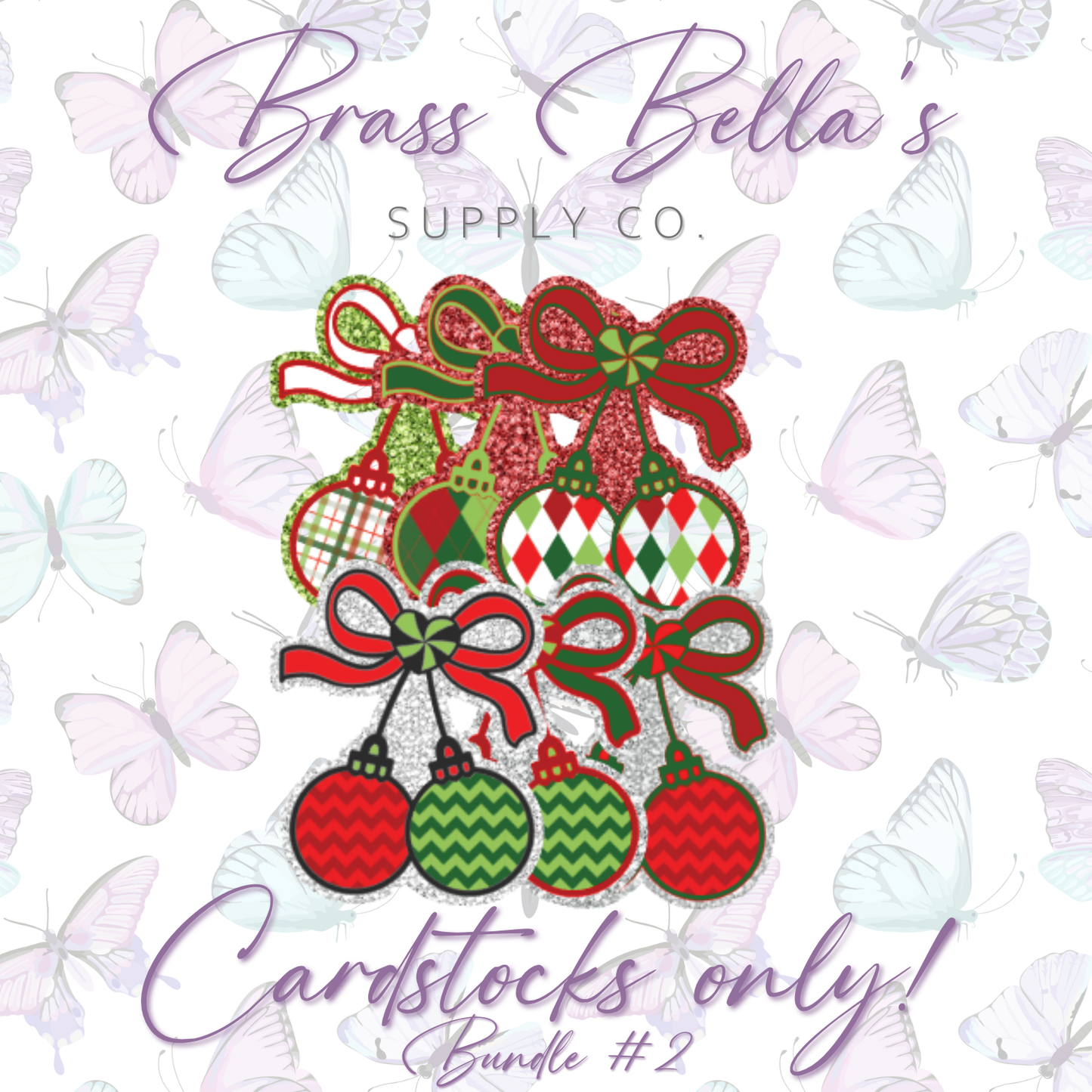 Ornament Cherries w/ Peppermint Heart - Cardstock Inserts ONLY