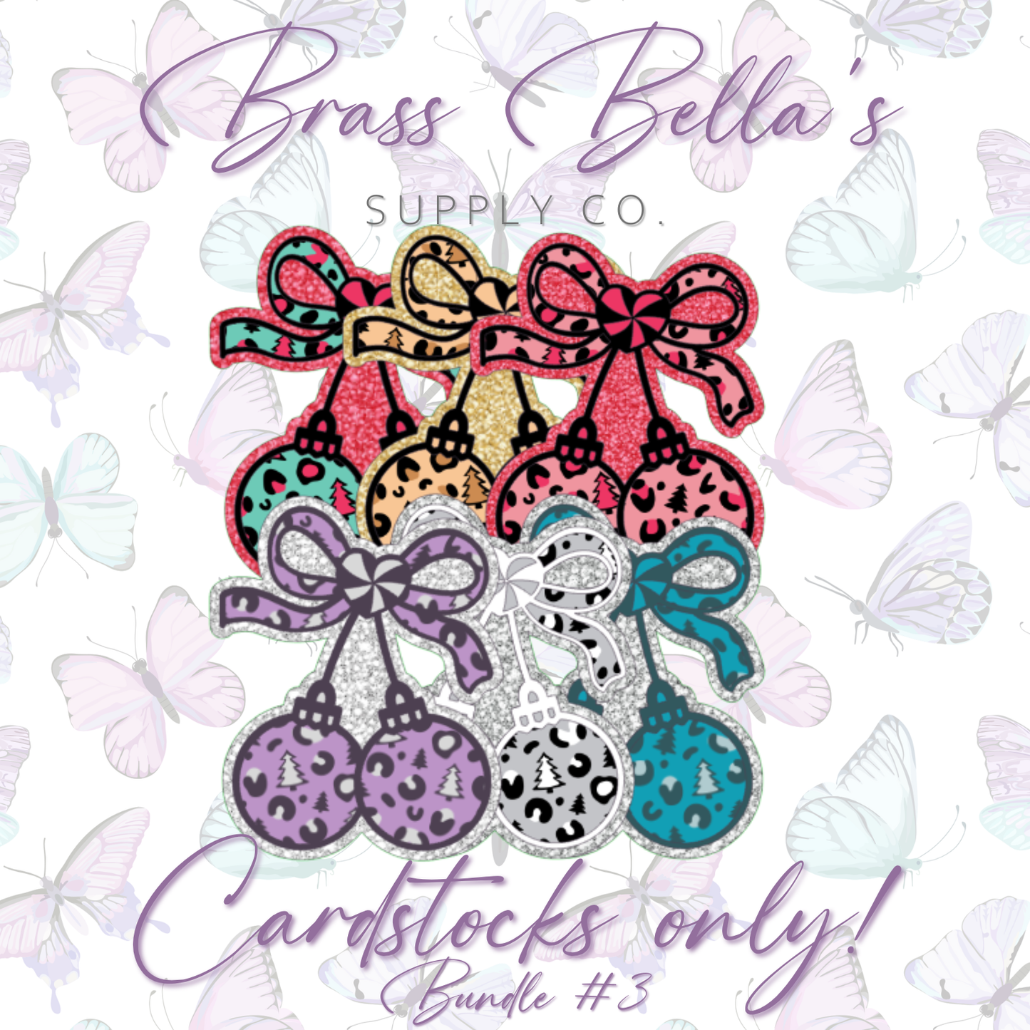 Ornament Cherries w/ Peppermint Heart - Cardstock Inserts ONLY