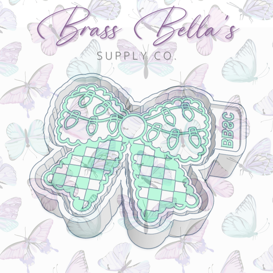 Checkered Bow w/ Christmas Lights - Freshie Mold