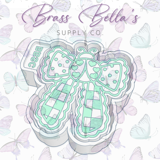 Bow - Lovebug w/ Ruffles & Checkers - Freshie Mold