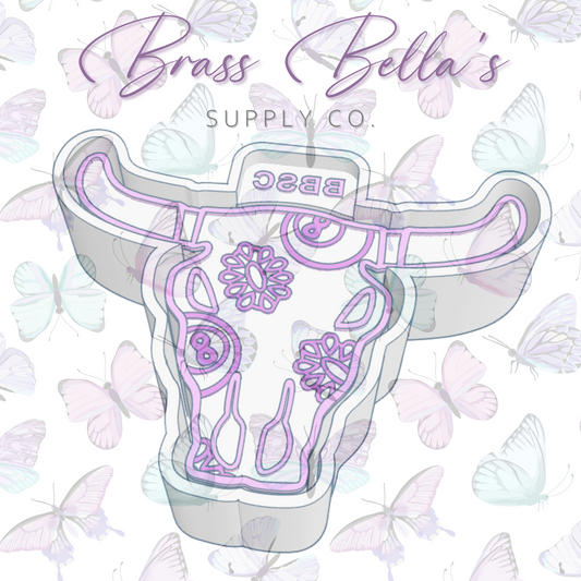 Freshie Mold - Bull Skull - 8balls & Conchos - FULL MOLD