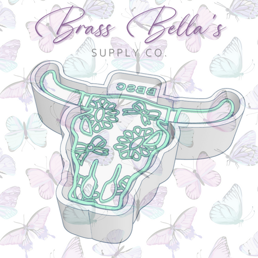Freshie Mold - Bull Skull - Conchos & Bows - FULL MOLD