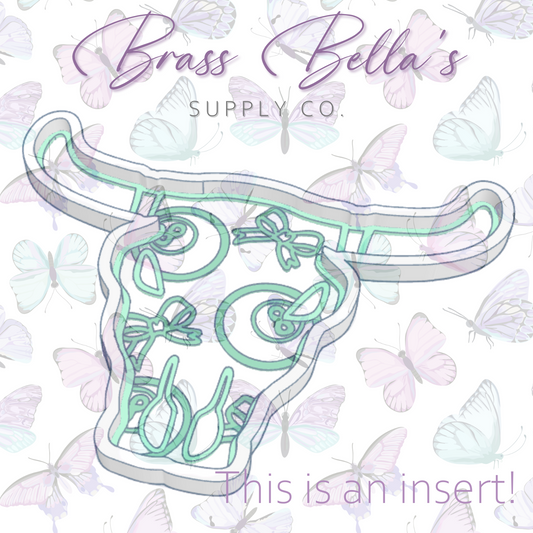 Freshie Mold - Bull Skull - 8Balls & Bows - INSERT