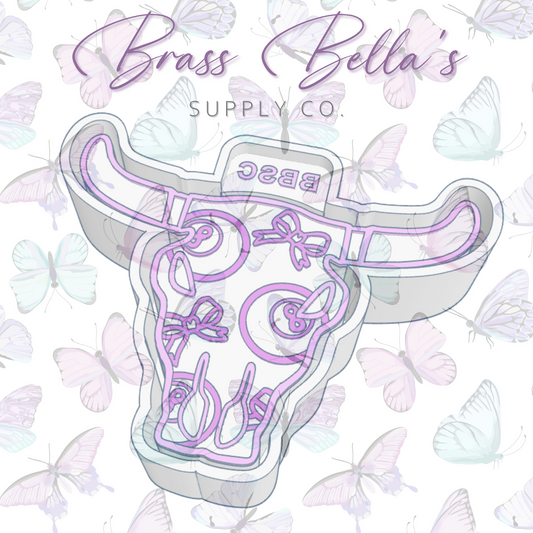 Freshie Mold - Bull Skull - 8Balls & Bows - FULL MOLD