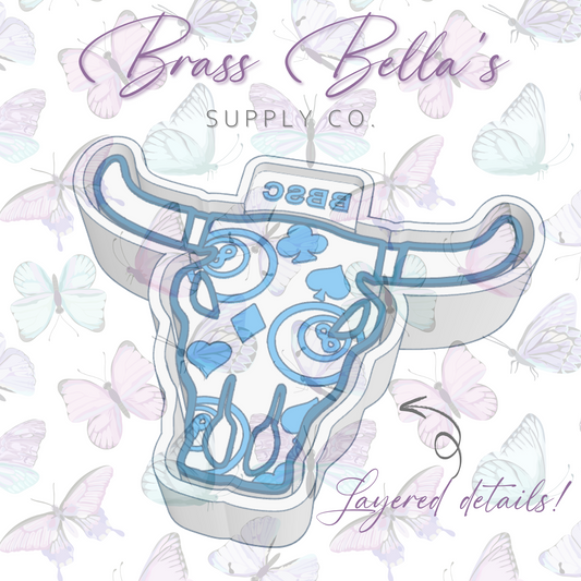 Bull Skull - FULL MOLD - 8Balls & Suits - Freshie Mold