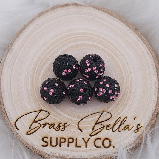 16mm - Glass Rhinestone - Tuxedo Black & Sweetheart Pink