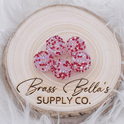 16mm - Sugar Bead - Cranberry & Clear