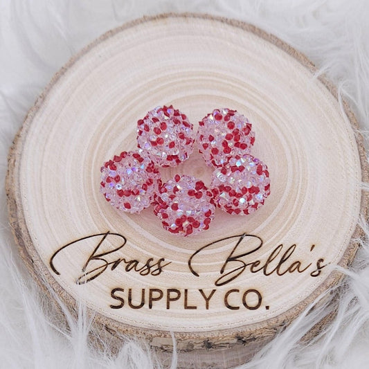 16mm - Sugar Bead - Cranberry & Clear