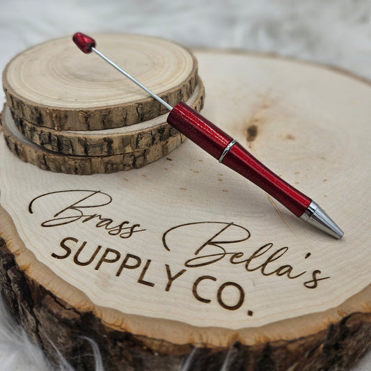 Beadable Pen - Candy Apple Red w/ Glitter