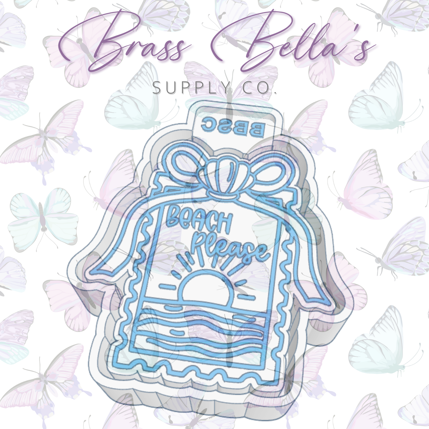 Beach Please Stamp w/ Bow - Freshie Mold