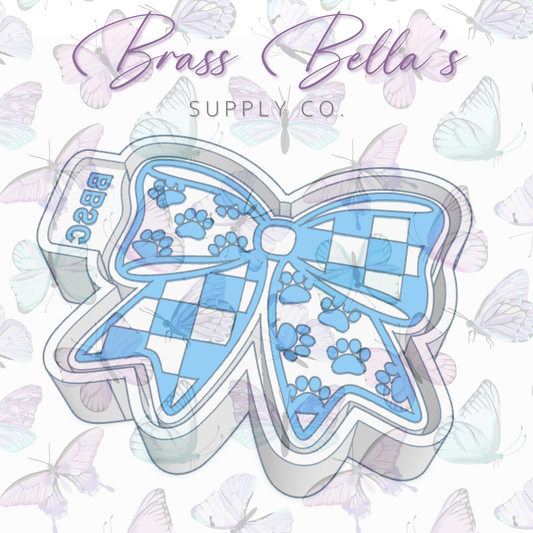 Bow - Paw Prints & Checkers - Freshie Mold