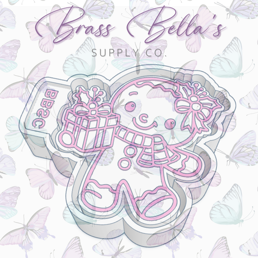 Gingerbread Girl w/ Gift - Freshie Mold