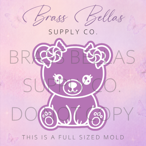 Girlie Teddy Bear with Peppermint Bows - Freshie Mold