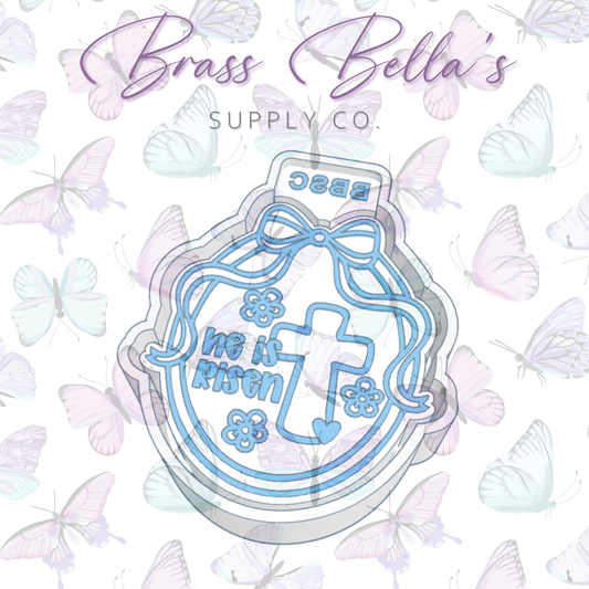 He Is Risen in Oval Frame w/ Bow - Freshie Mold