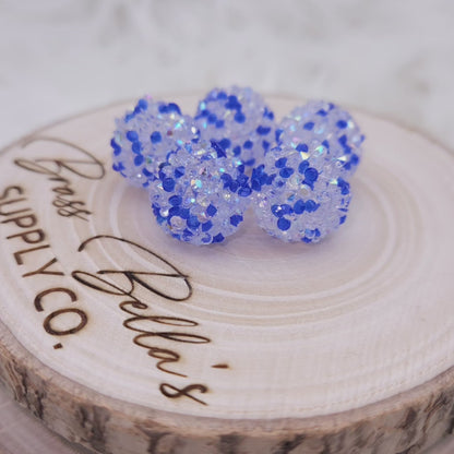 16mm - Sugar Bead - Navy & Clear