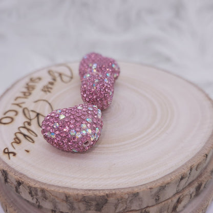 18mm - Glass Rhinestone Heart - Valentine Pink