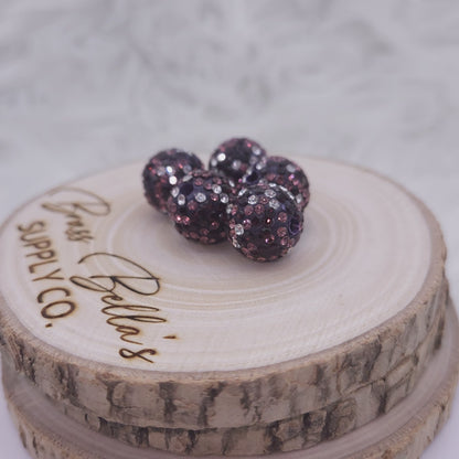 16mm - Glass Rhinestone - Dusty Rose Tuxedo Black & Clear
