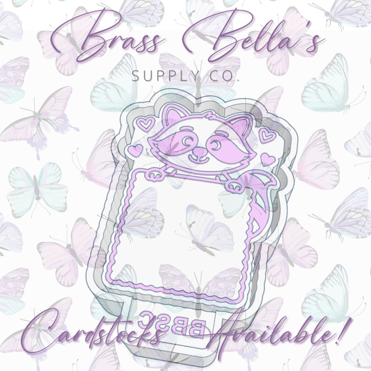 Raccoon w/ Hearts Holding Sign - Freshie Mold