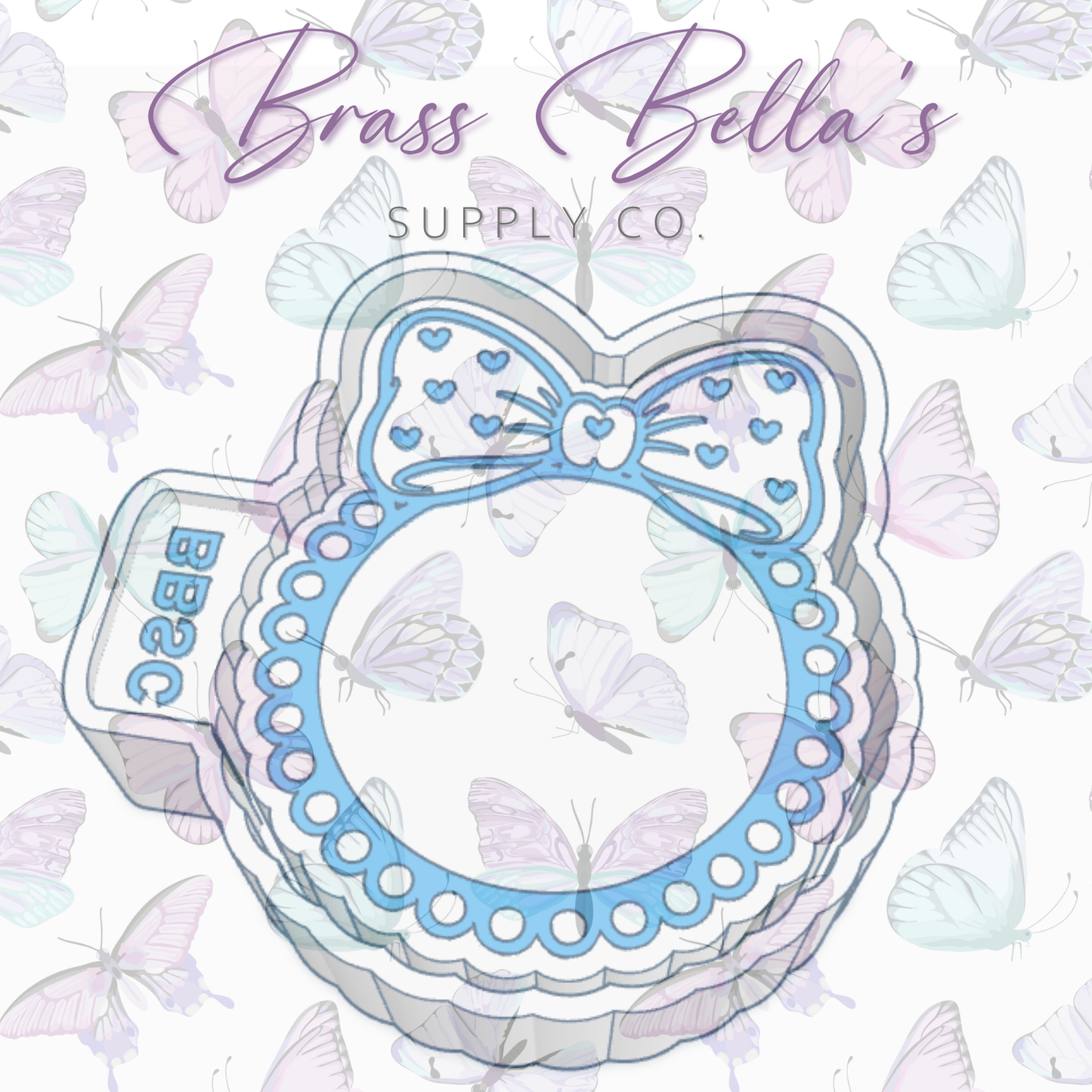 Scalloped Circle Frame w/ Heart Bow - Freshie Mold