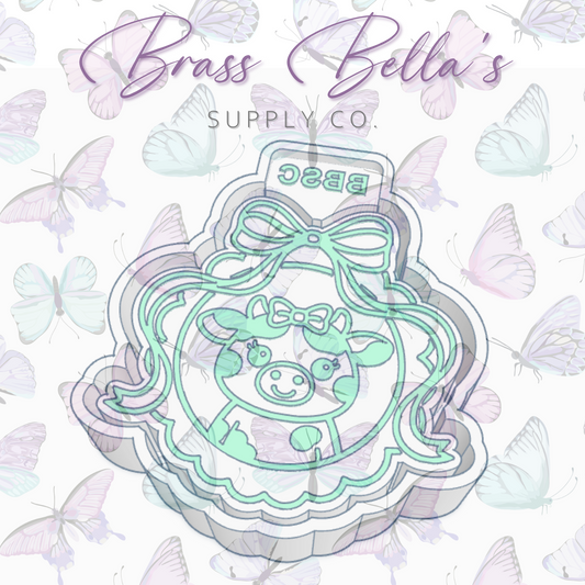 Scalloped Round Frame w/ Bow - Dairy Cow - Freshie Mold