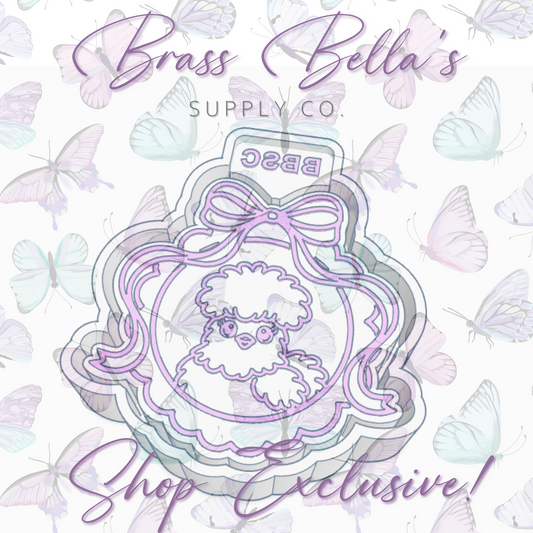 Scalloped Round Frame w/ Bow - Silkie - Freshie Mold