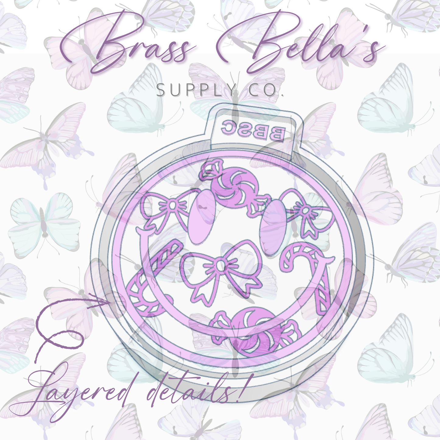 Smiley - Peppermints, Candy Canes & Bows - Freshie Mold