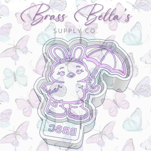 Spring Chick w/ Bunny Ears & Umbrella - Freshie Mold