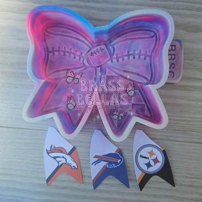 Checkered Sports Bow - Blank Football (cardstock available!) - Freshie Mold