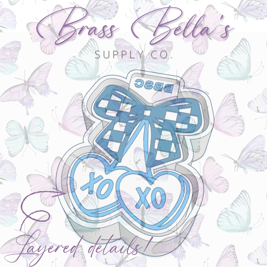 XOXO Conversation Heart Cherries w/ Checkered Bow - Freshie Mold